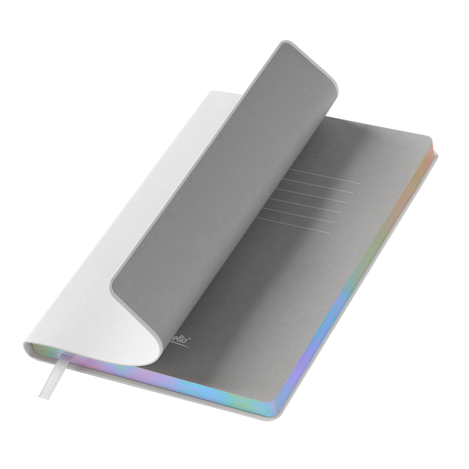 Ежедневник Гэлакси (Galaxy) недатированный, гибкая обложка, срез голограф. фольга, белый с логотипом Portobello Тренд | Print Logo