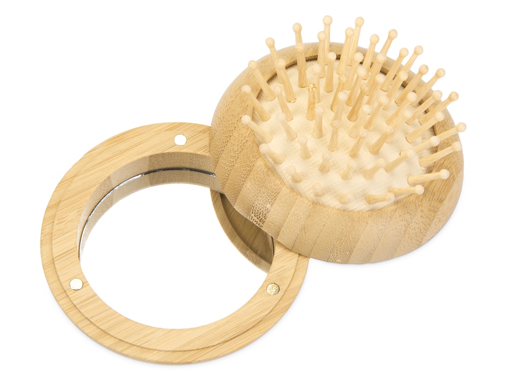 Расческа с зеркалом Daisy из бамбука с логотипом  | Print Logo