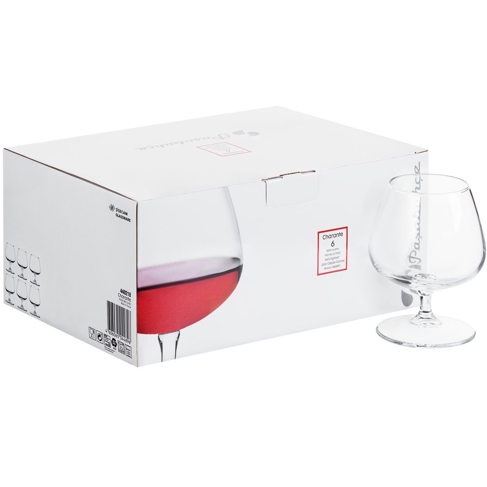 Набор из 6 бокалов для коньяка Charente с логотипом Pasabahce | Print Logo