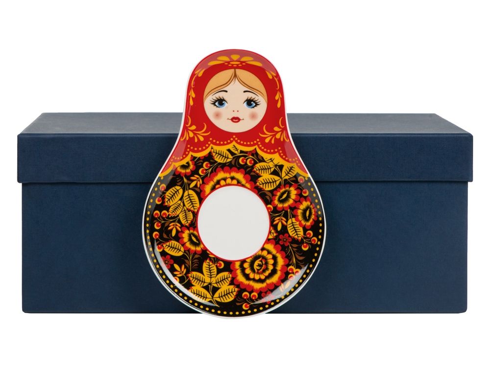 Набор Моя Россия: чайно-кофейная пара Матрешка, хохлома и книга Россия на русском языке