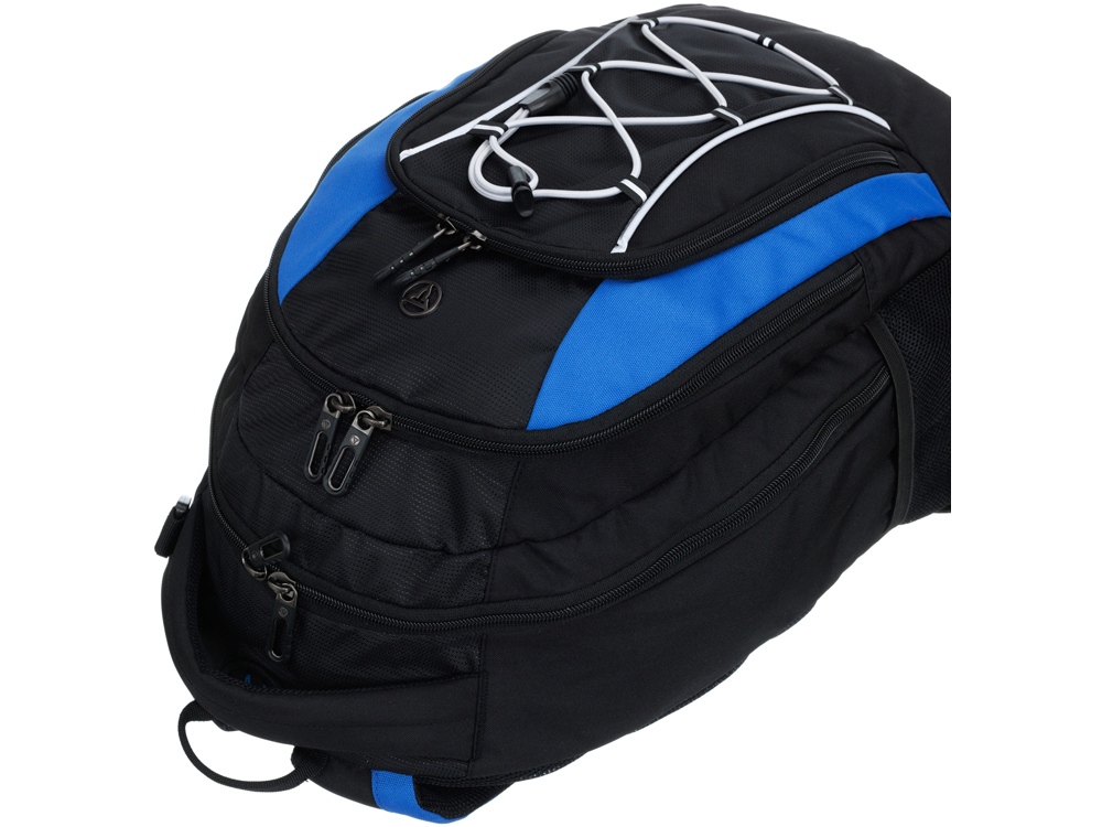 Рюкзак TORBER ROCKIT с отделением для ноутбука 15, черный/синий, полиэстер, 33х19х45 см, 28 л