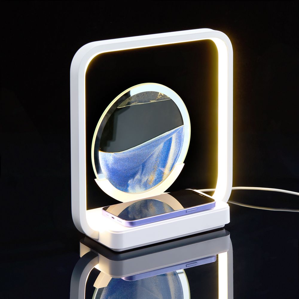 Интерьерный светильник с беспроводной зарядкой Sandflow фото на сайте Print Logo.