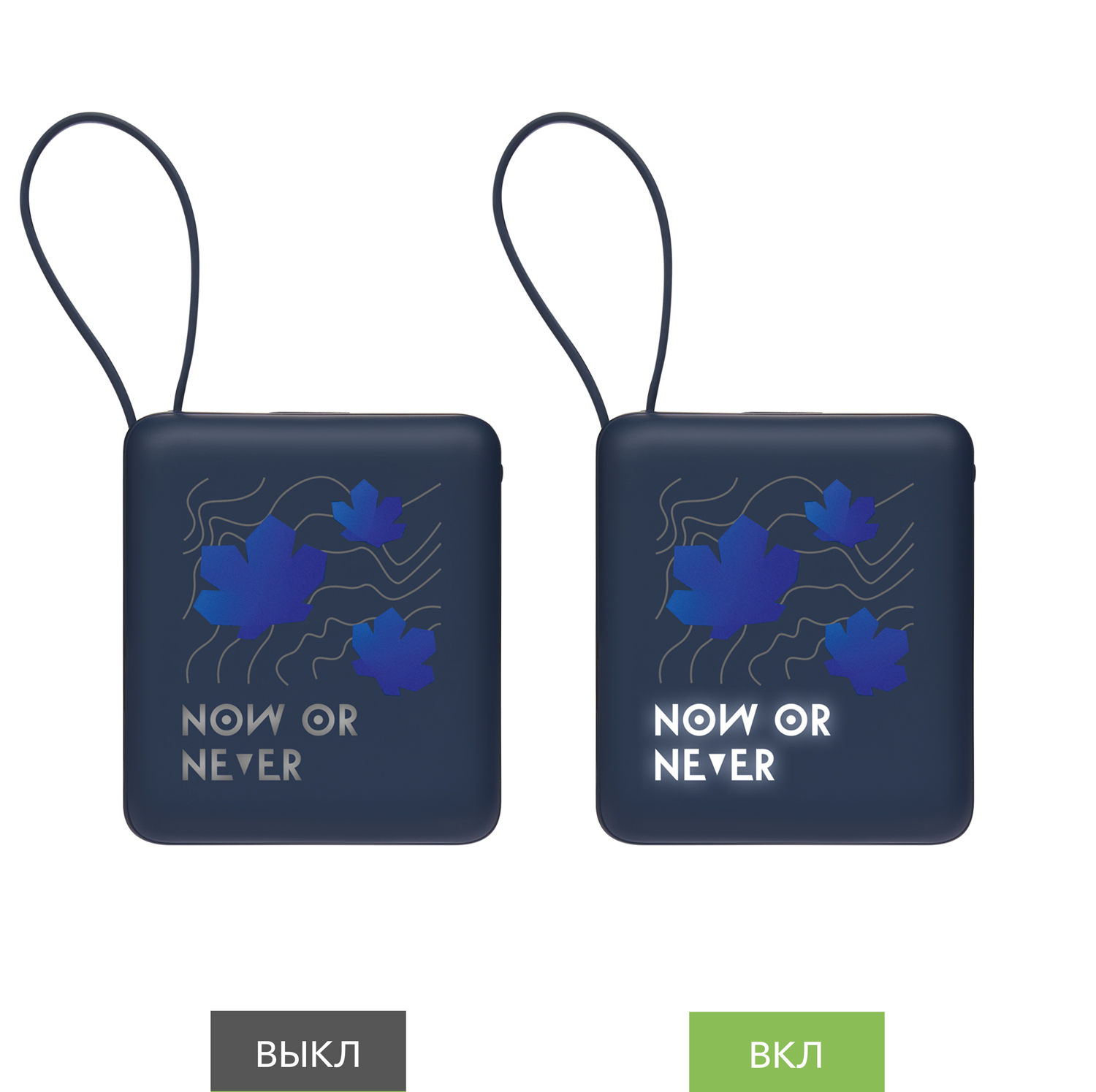 Внешний аккумулятор с подсветкой Риттер PD (Ritter PD) 10000mAh с функцией беспроводной зарядки 15W, синий