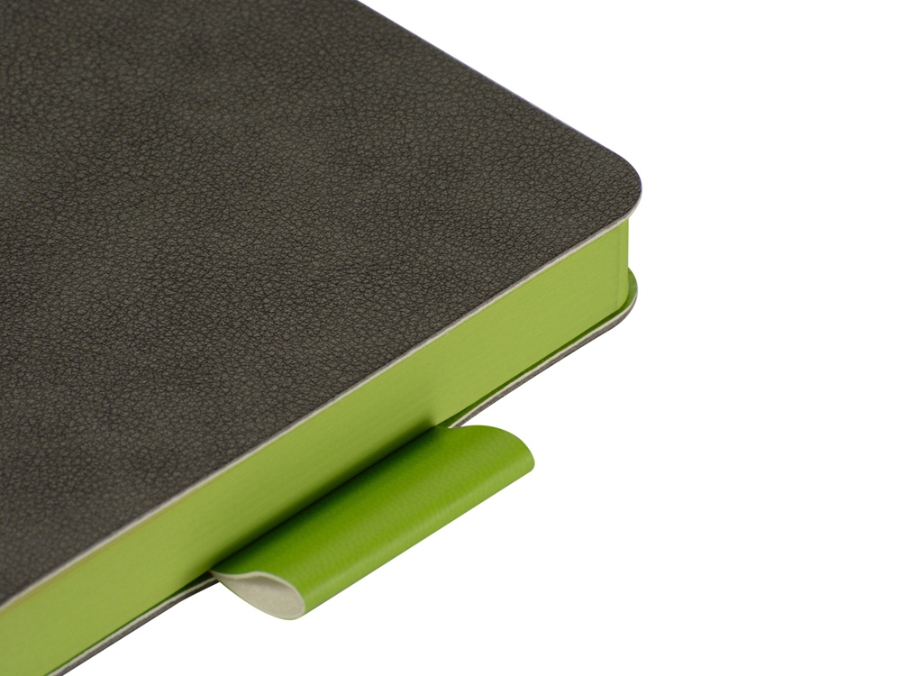Ежедневник А5 датированный Boston 2026, серый с салатовым обрезом