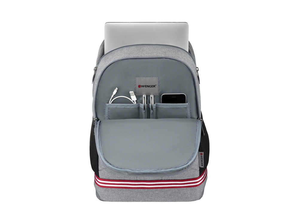 Рюкзак WENGER Collegiate Quadma 16, серый, 100% полиэстер, 33х17х43 см, 22 л