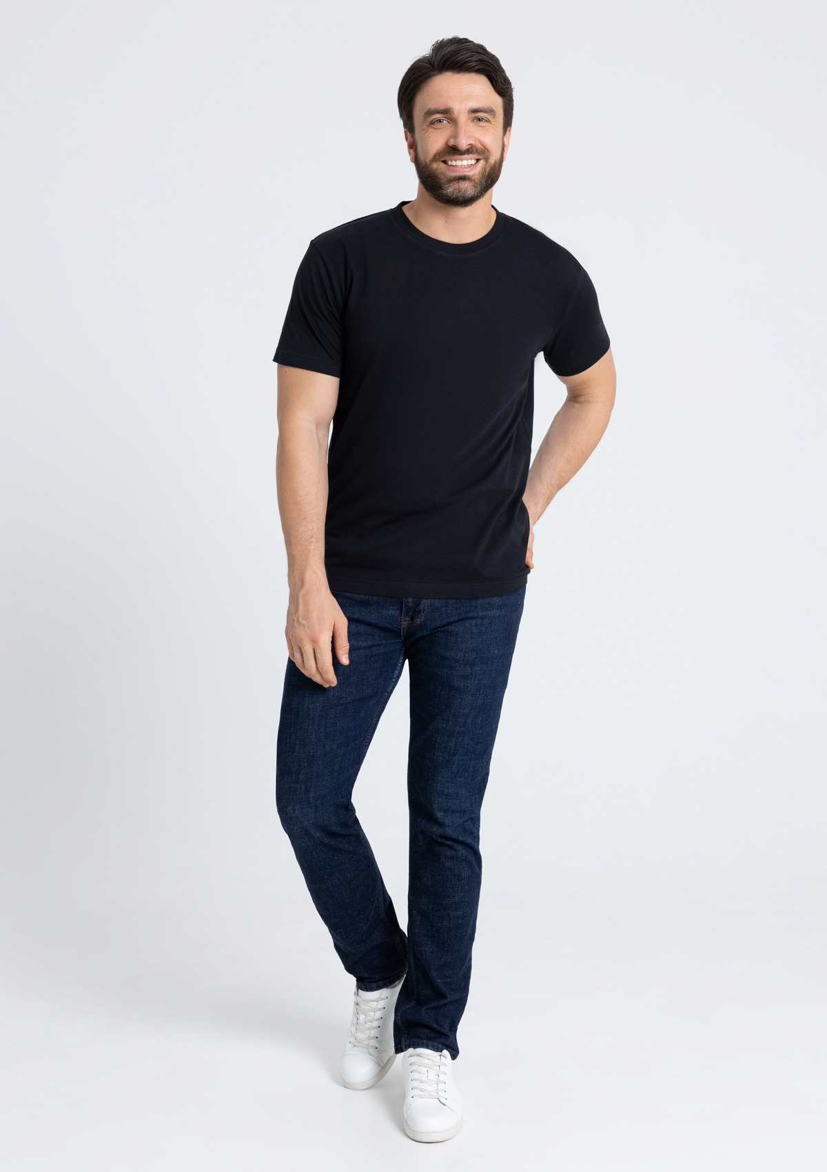 Футболка мужская STAN хлопок 180, 08, Чёрный,  (20)  (48/M)