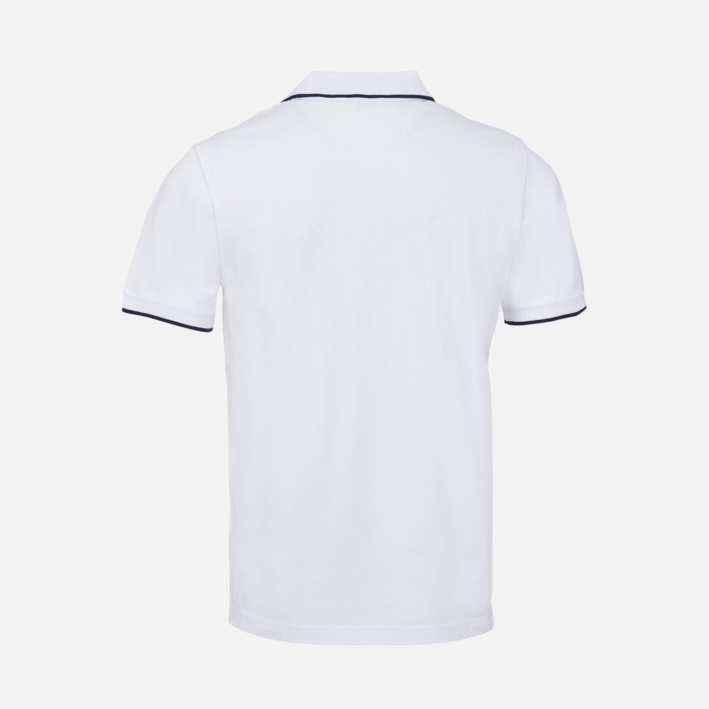 Рубашка поло унисекс Palermo, белая с темно-синим, размер 3XL
