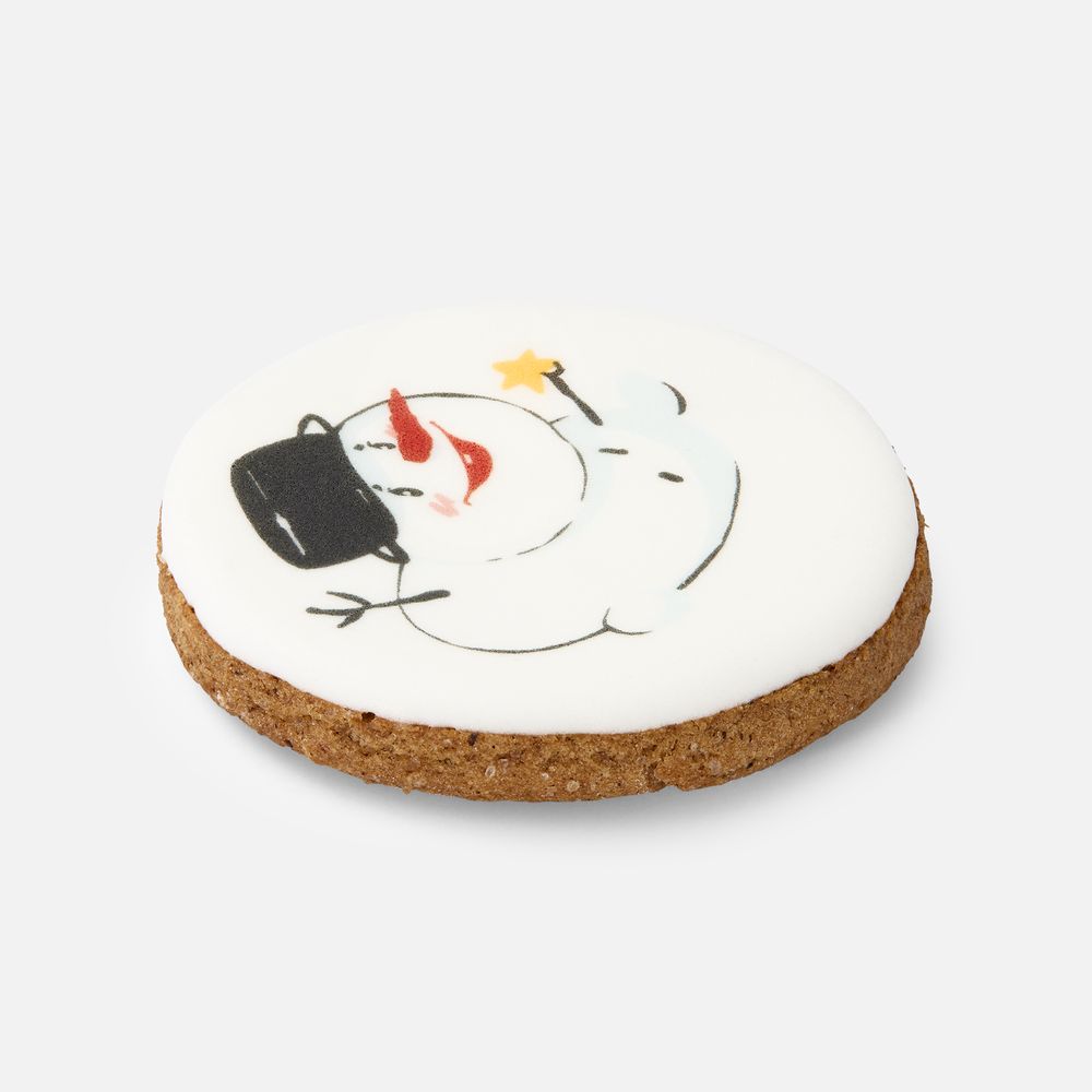 Печенье имбирное «Снеговик» — пример нанесения логотипа (сделано в России) | Print Logo