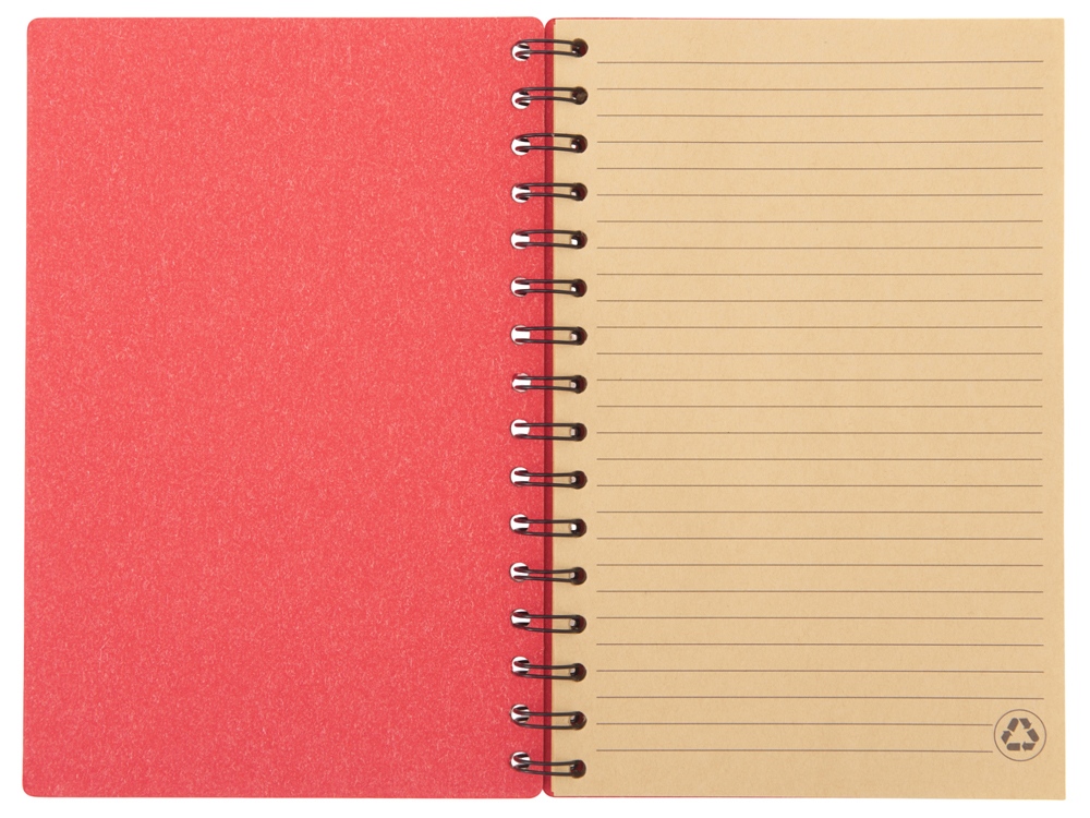 Блокнот на спирали в картонной обложке с переработанной бумагой Mania, красный