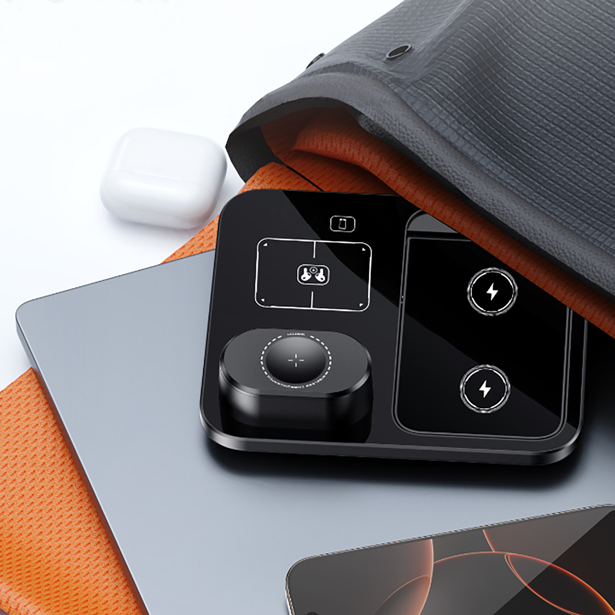 Беспроводная (15W) зарядная станция "Lift" с сенсорным подъёмным механизмом фото на сайте Print Logo.