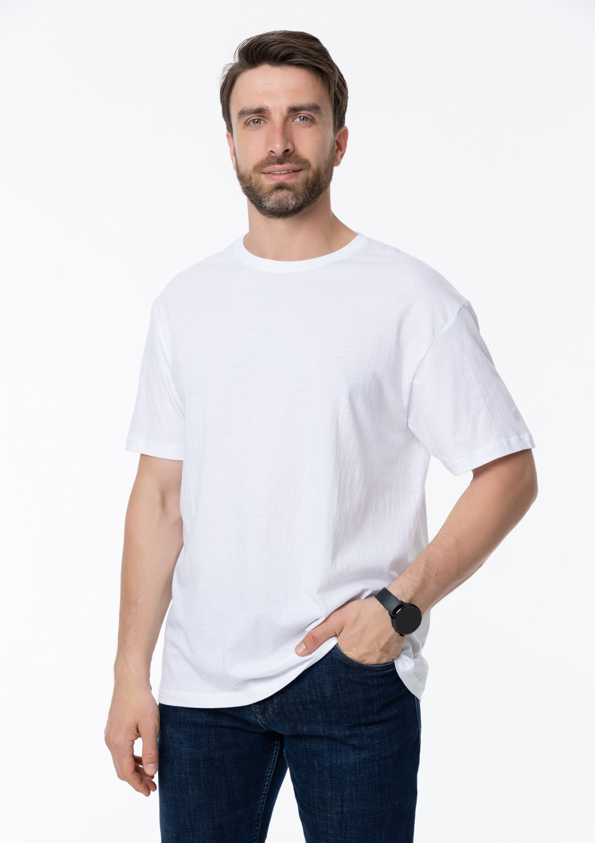 Футболка унисекс без бокового шва STAN хлопок 160, 02, Белый,  (10/1)  (50/L)