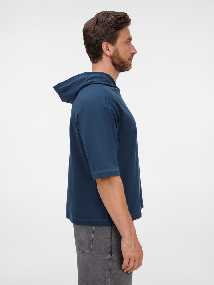 Футболка оверсайз унисекс с капюшоном Neofit, темно-синяя, размер XL/XXL