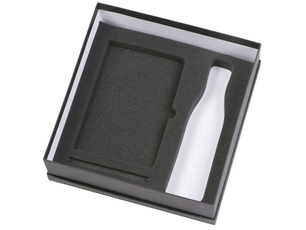 Подарочный набор с блокнотом С1, металлической ручкой и термобутылкой, серый