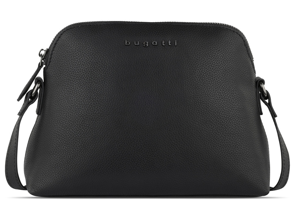 Сумка наплечная женская BUGATTI БЕЛЛА | BELLA, чёрная, воловья кожа/полиэстер, 23х8х17 см