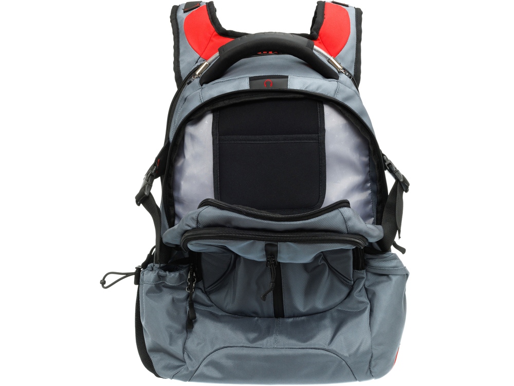 Рюкзак TORBER ДРАЙВ с отделением для ноутбука 15, серый/красный, полиэстер 1680D, 36x17x50 см, 30 л