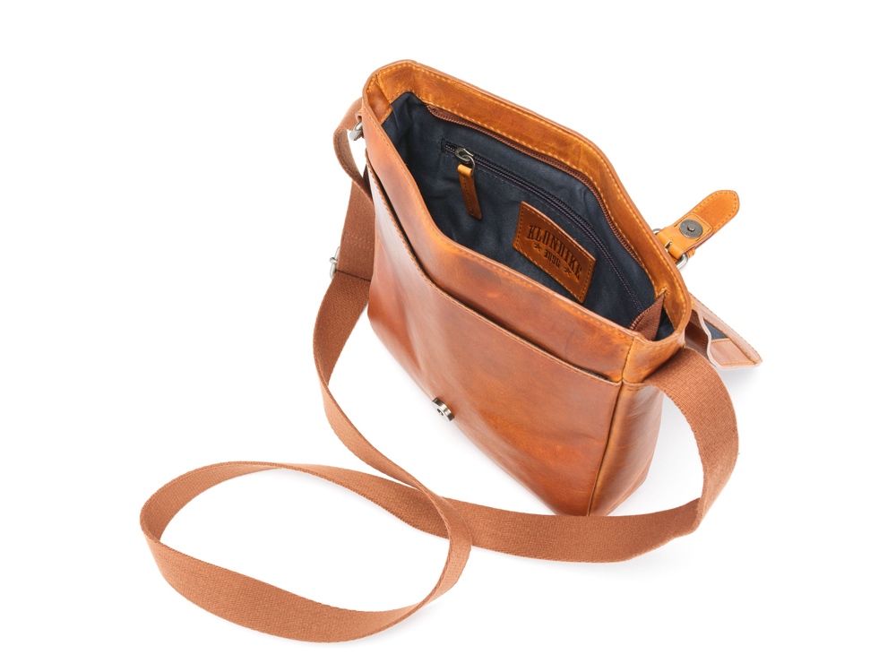 Сумка через плечо KLONDIKE DIGGER Erin, натуральная кожа цвета коньяк, 32 x 28 x 8 см