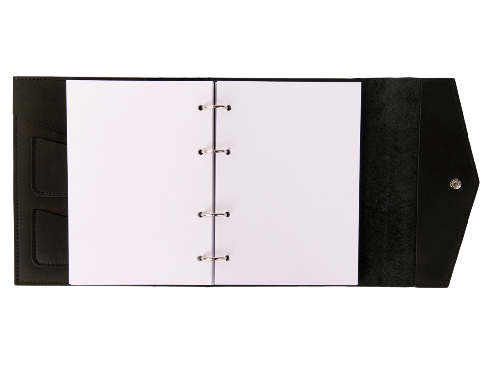 Блокнот кожаный А5 на кольцах, черный