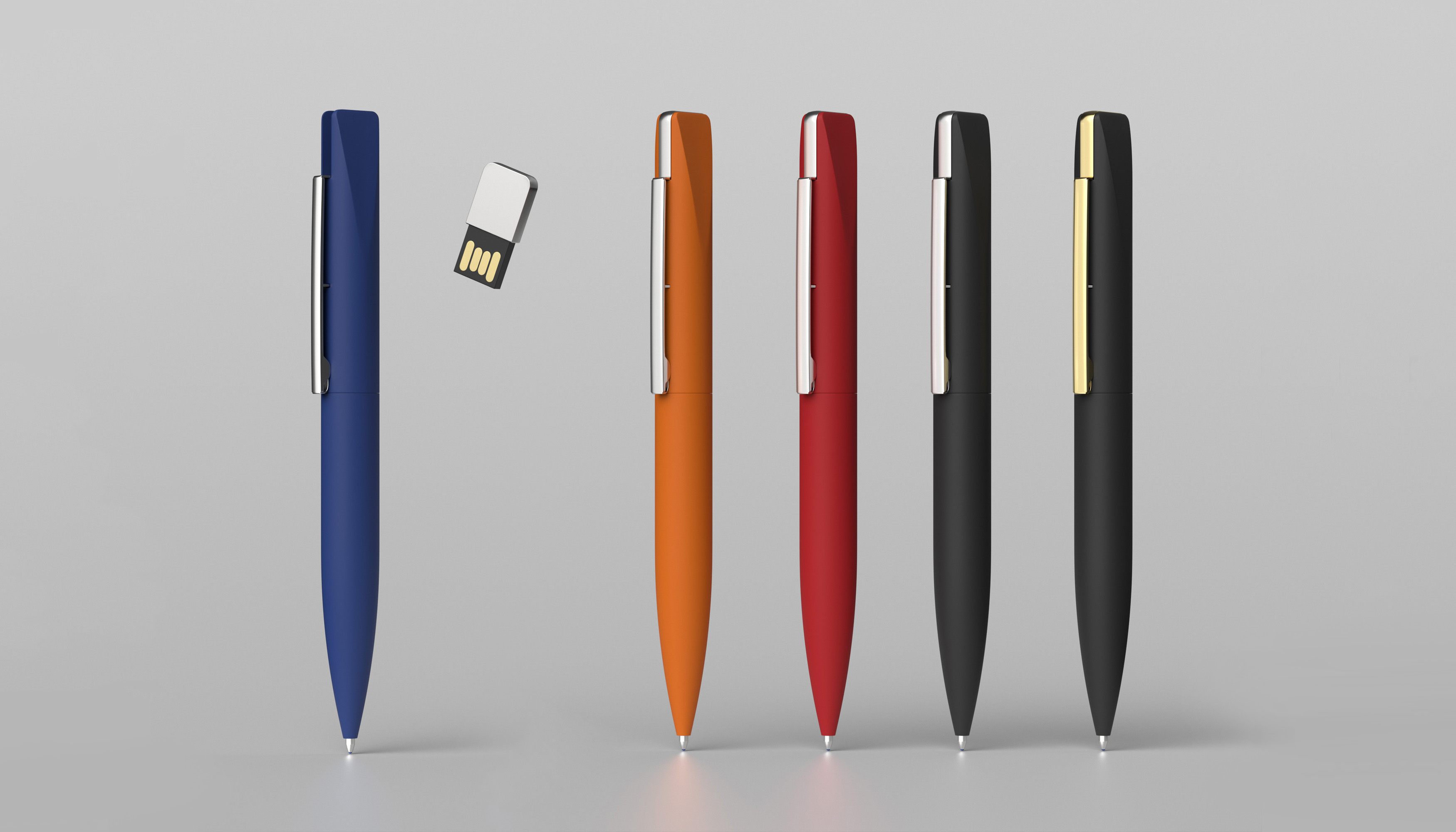 Ручка шариковая "Callisto" с флеш-картой 16Gb, оранжевый, покрытие soft touch, черный