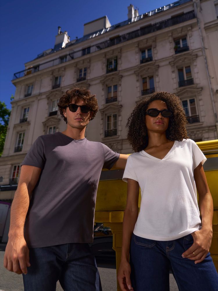 Футболка унисекс Regent с V-образным вырезом, белая, размер 3XL