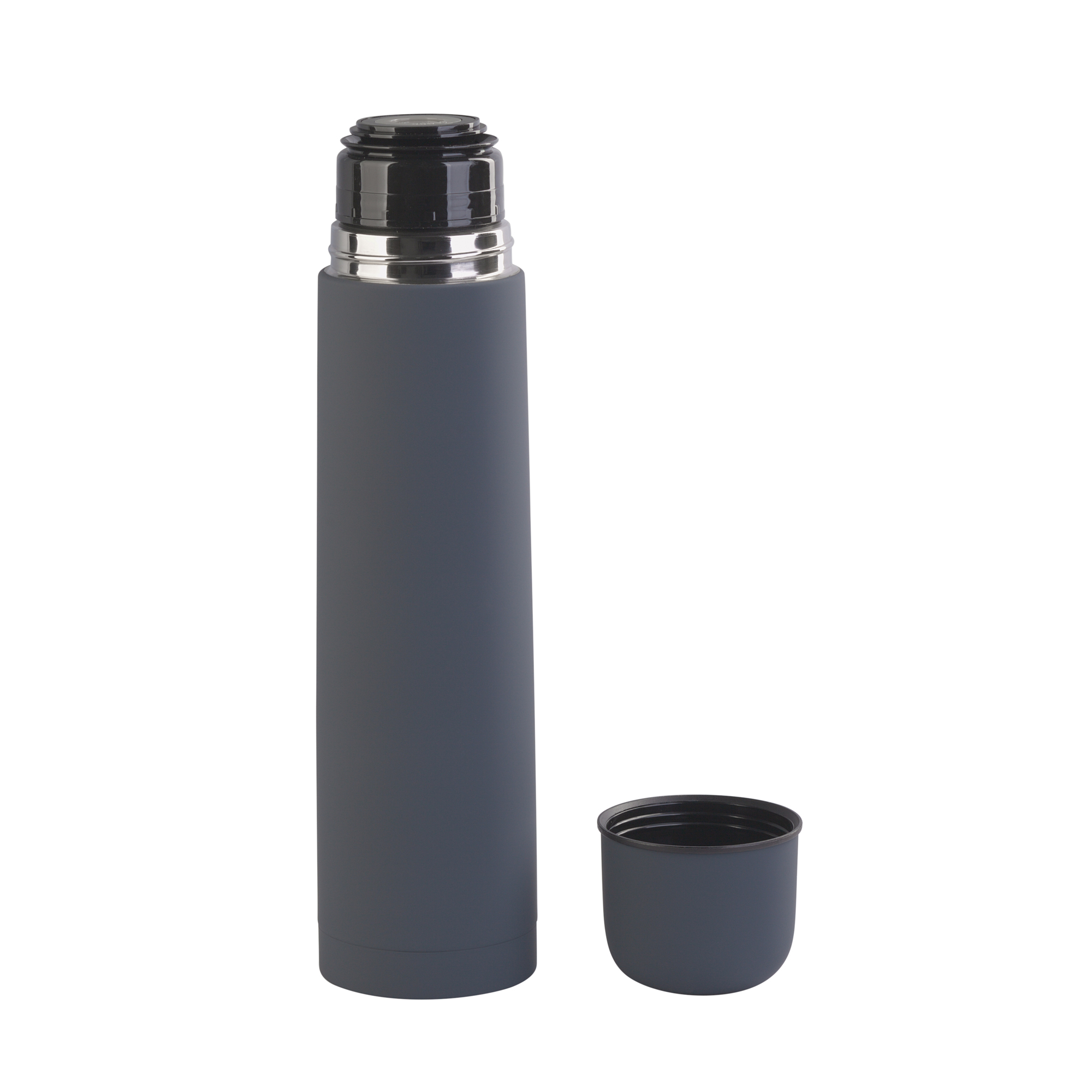 Термос "Родос" 1 литр, покрытие soft touch, серый