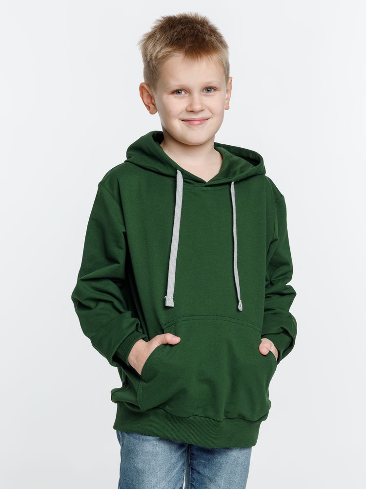 Толстовка с капюшоном детская Kirenga Kids, темно-зеленая, 14 лет