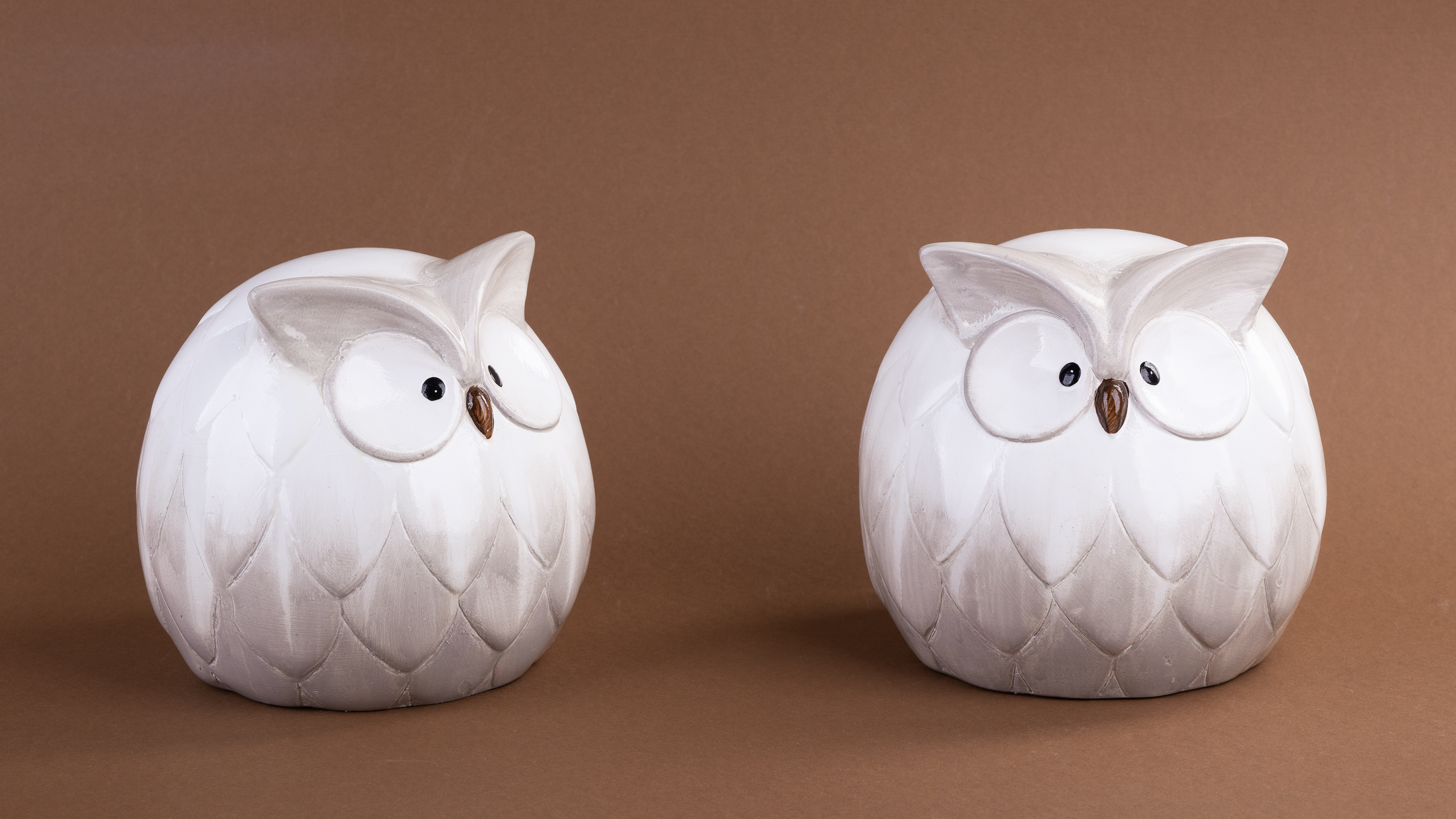Скульптура "Сова" (2 штуки), бежевый