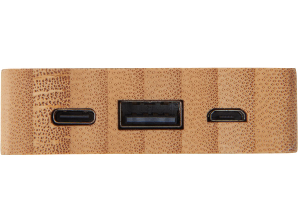 Внешний аккумулятор с подсветкой лого Reedia S2, 5000 mAh, бамбук, черный