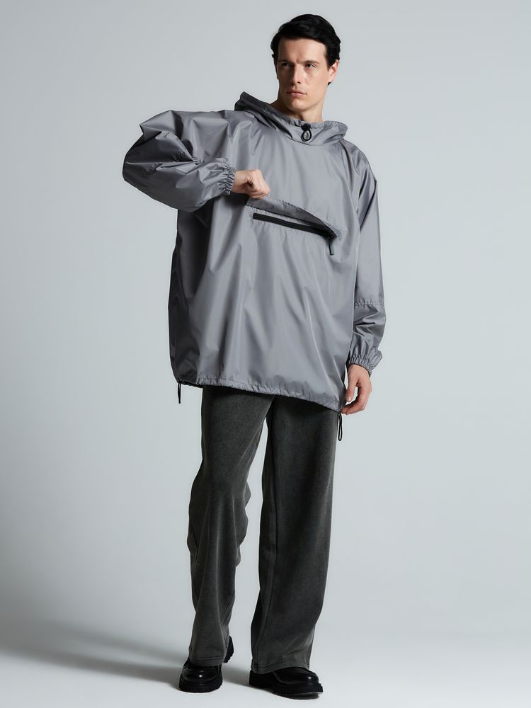 Дождевик-анорак Hard Work, укороченный, черный фото на сайте Print Logо.