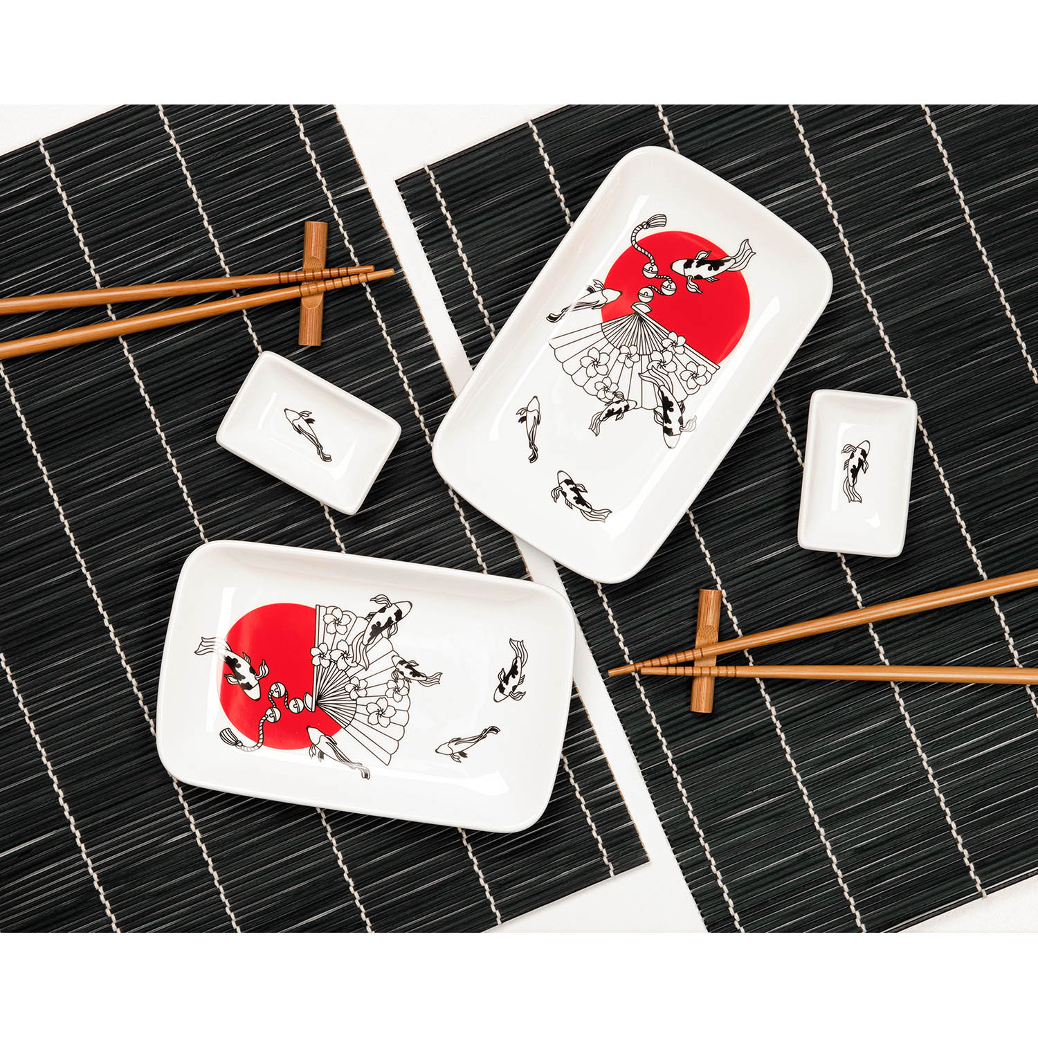 Набор для сервировки суши Токио (Tokyo) (10 предметов), черный — пример нанесения логотипа (Portobello Распродажа -50%) | Print Logo