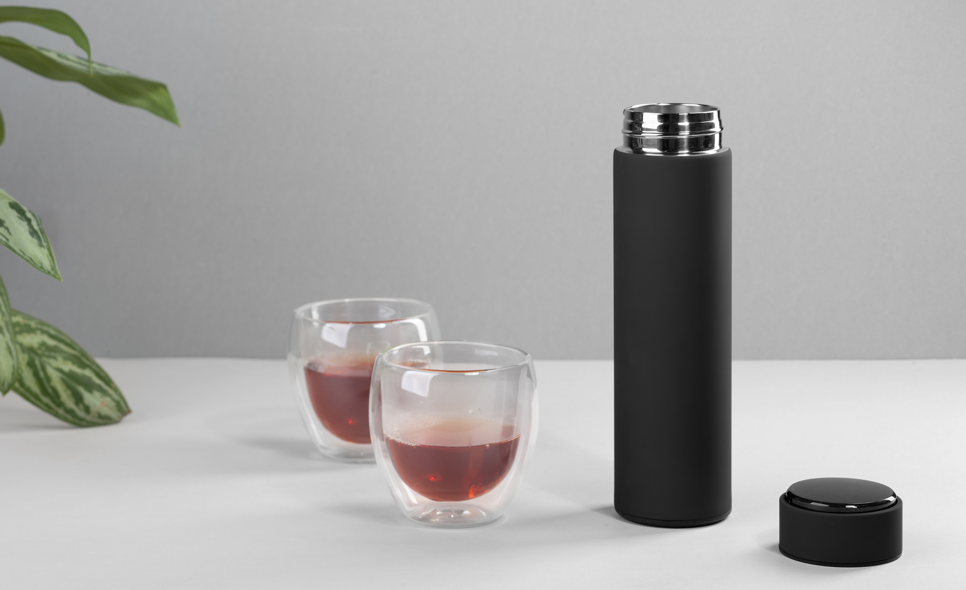 Термос "Бостон next" 500 мл с индикацией температуры, soft touch, сменная батарейка фото на сайте Print Logo.