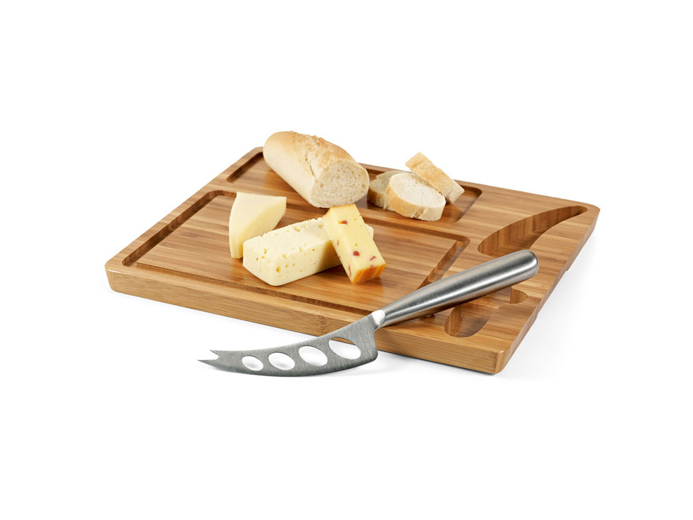 MALVIA. Доска для сыров из бамбука, с ножом, Натуральный