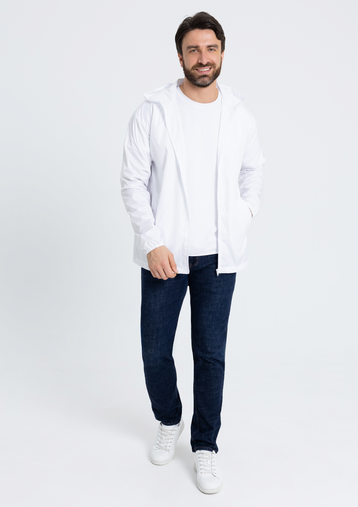 Ветровка унисекс STAN дюспо 210T, 85, 59, Белый,  (10/1)  (48/M)