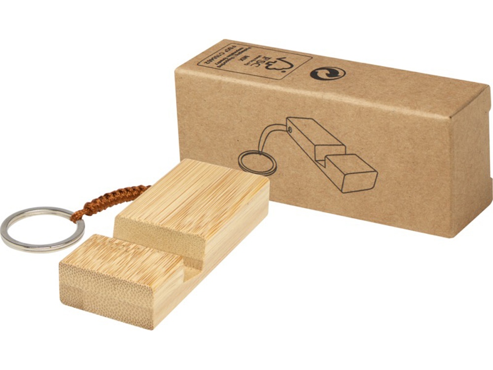 Брелок-держатель для телефона Bosona из бамбука с логотипом  | Print Logo