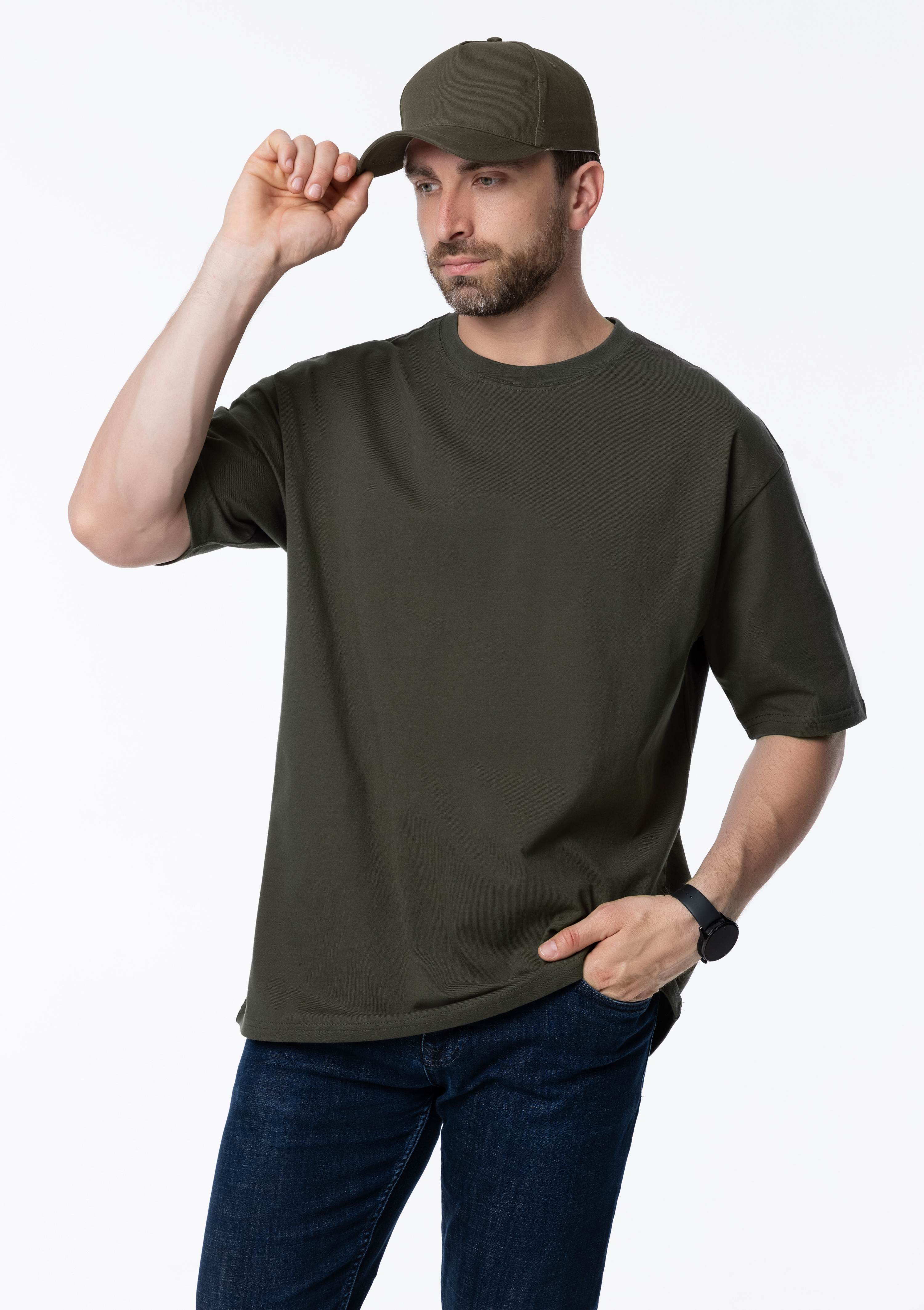 Футболка унисекс оверсайз STAN хлопок 240, 56, Оливковый хаки,  (36)  (44/XS)