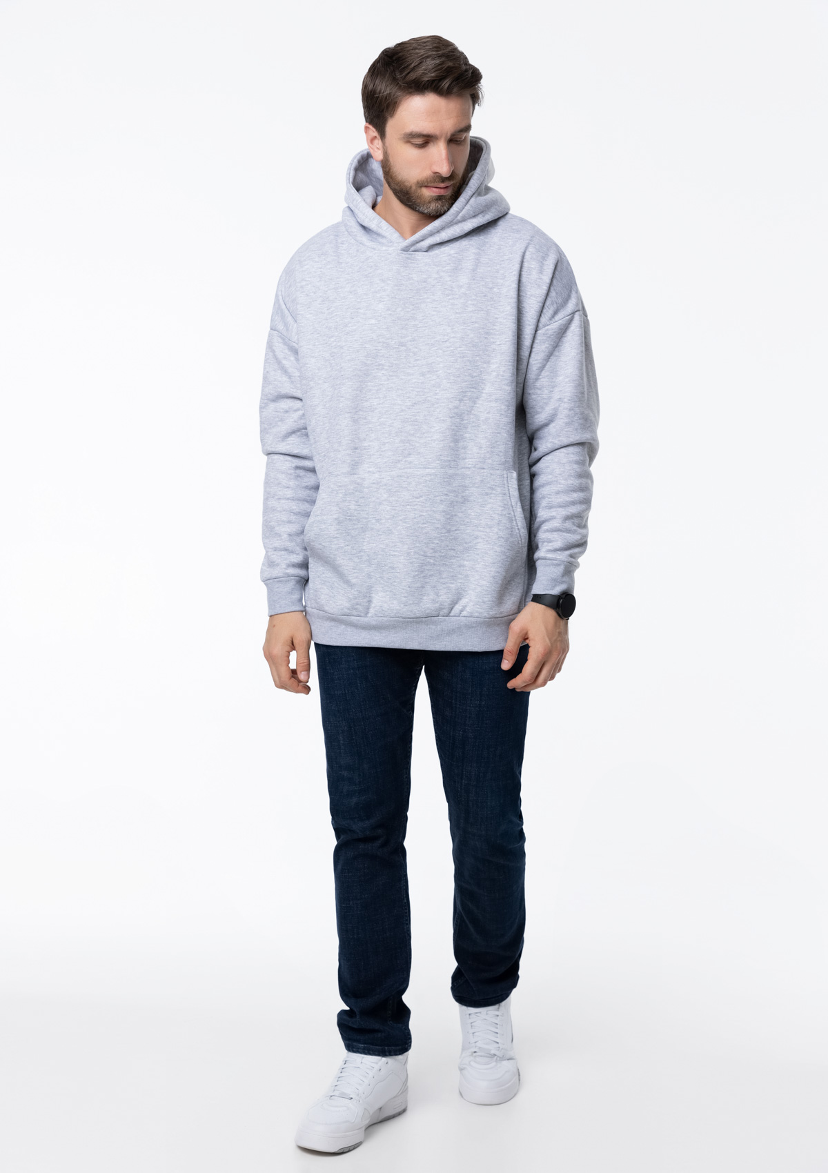 Худи унисекс STAN оверсайз интерсофт 320, 69, Серый меланж,  (50/60)  (56/XXXL)