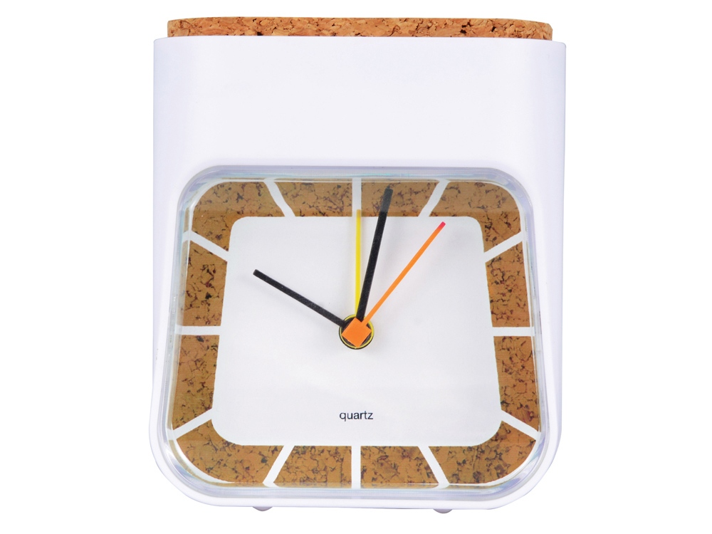 Часы настольные Cork, белый/коричневый