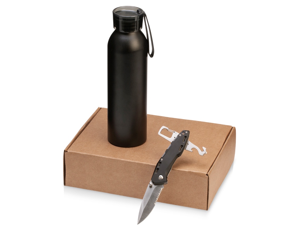 Подарочный набор с бутылкой для воды и ножом Tourist с логотипом  | Print Logo