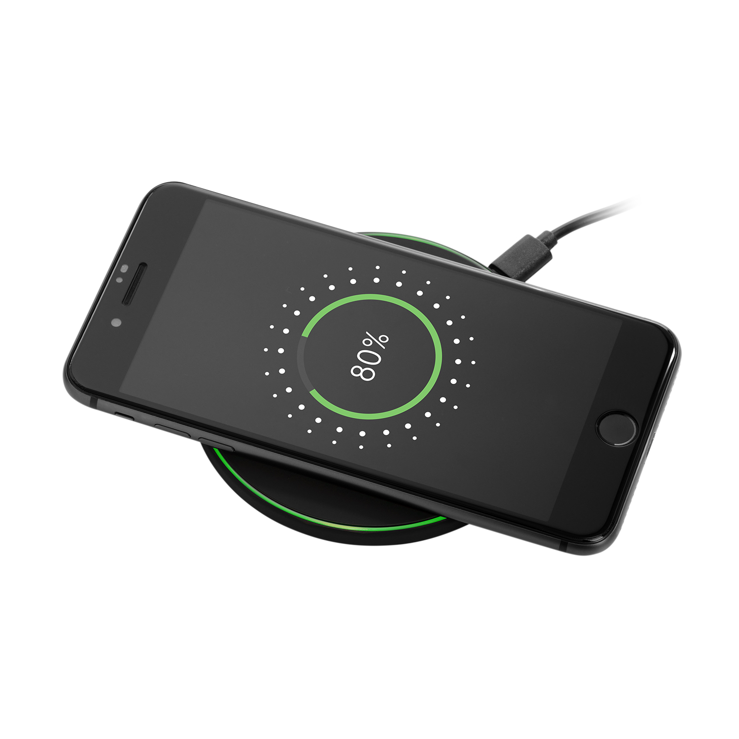 Беспроводное зарядное устройство с подсветкой 15W Аурис (Auris), фиолетовое фото на сайте Print Logo.