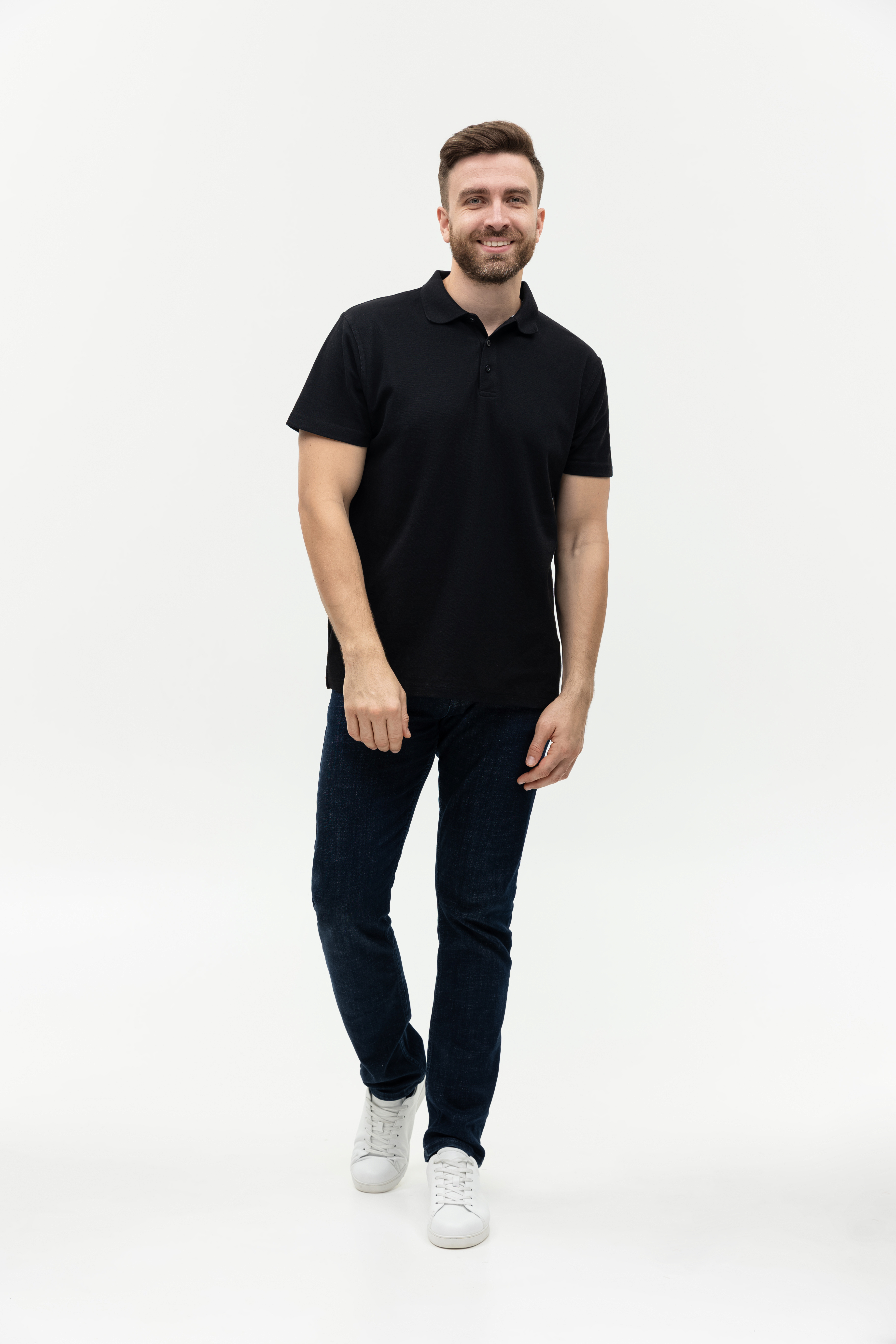 Рубашка поло мужская STAN хлопок/полиэстер 185, 04, Чёрный,  (20)  (60-62/5XL)