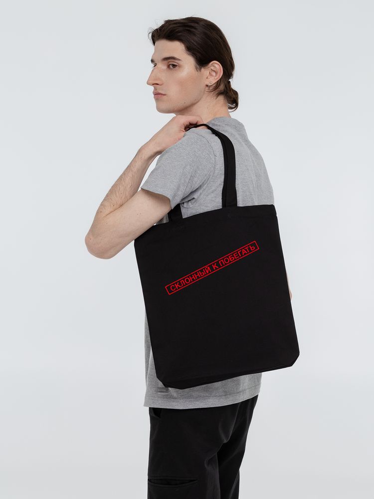 Холщовая сумка «Склонный к побегать» — пример нанесения логотипа () | Print Logo