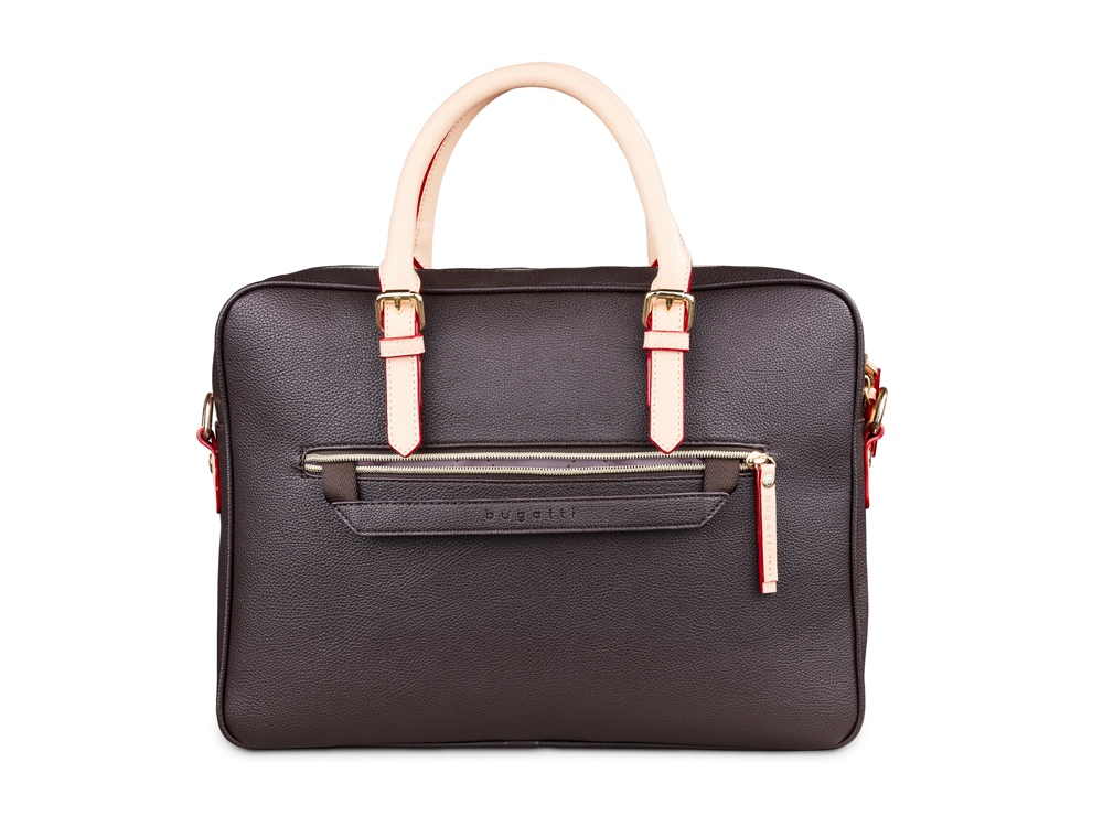 Портфель женский BUGATTI ЭЛЛА | ELLA 15'', тёмно-коричневый, полиуретан, 38х6х27,5 см