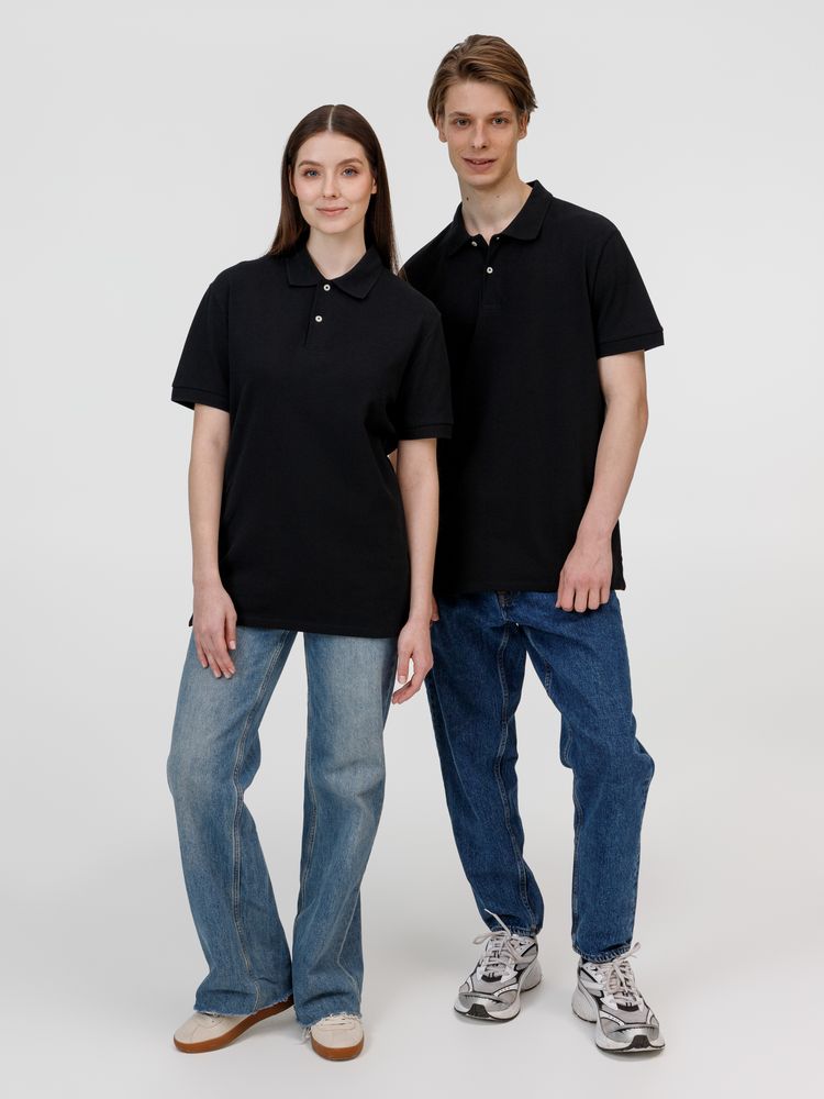 Рубашка поло унисекс Pacific, черная, размер 3XL