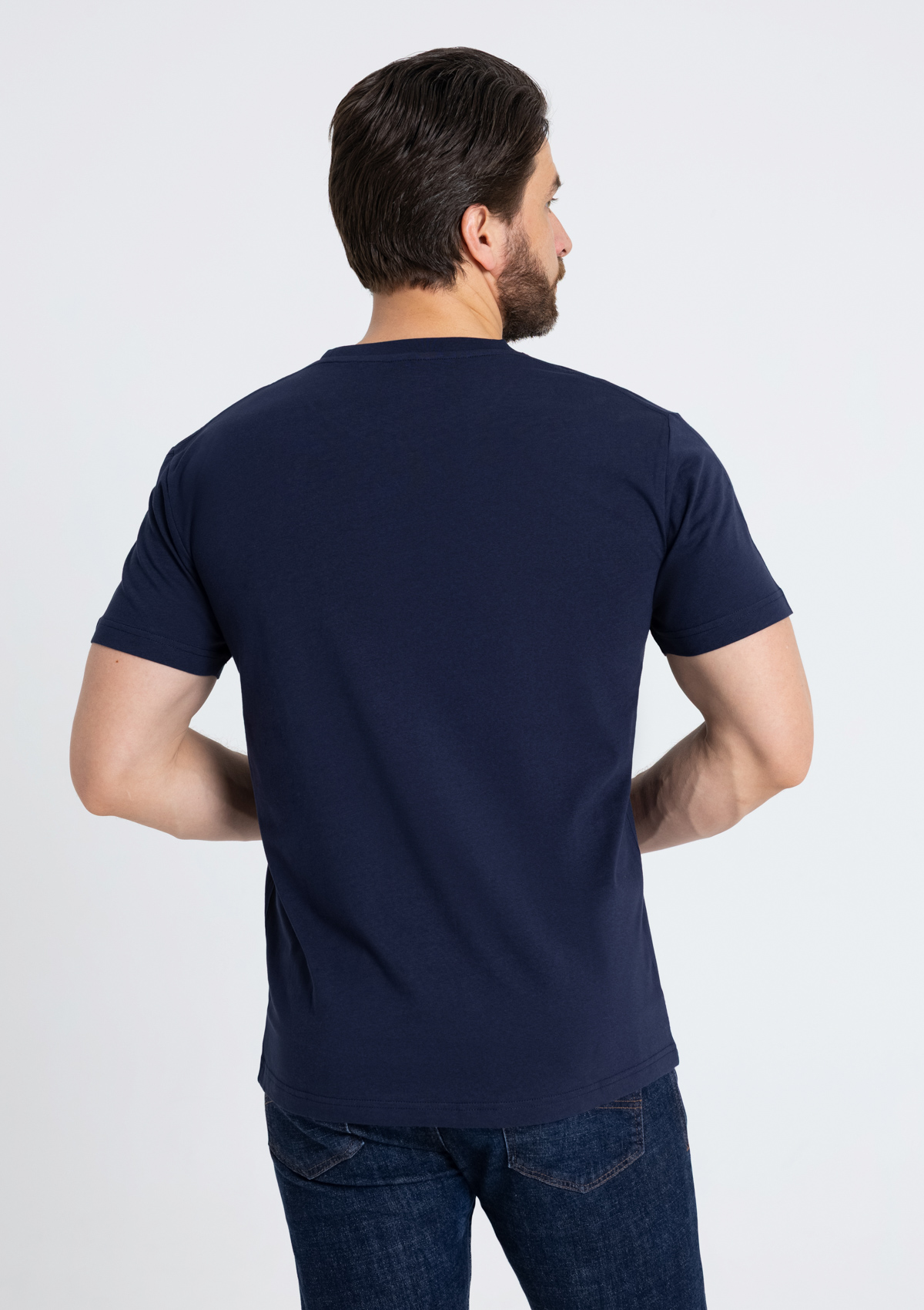 Футболка мужская STAN хлопок 180, 08, Тёмно-синий,  (46)  (50/L)