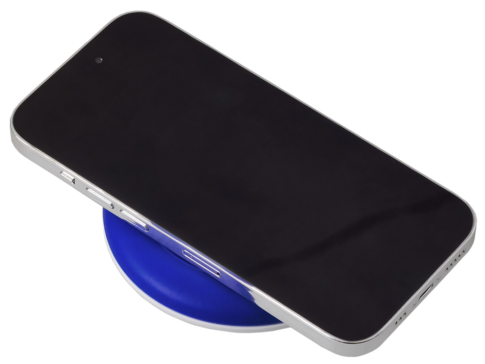 Беспроводное зарядное устройство со встроенным кабелем 2-в-1 Disc, синий