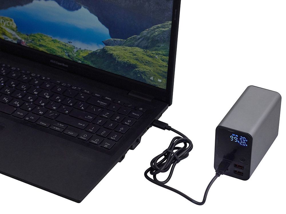 Внешний аккумулятор для ноутбуков EpIQ, 100 Вт, 30000 mAh, темно-серый