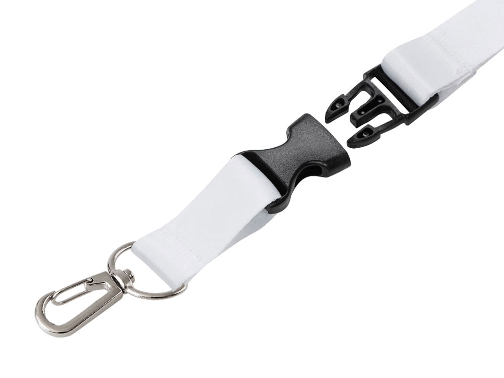 Ланъярд 2 см под сублимацию с карабином и межуровневым замком, серебристый