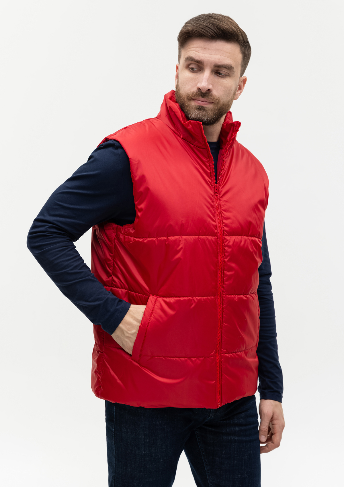 Жилет унисекс STAN утепленный таффета 210T,200, 84, Красный,  (14)  (56/XXXL)