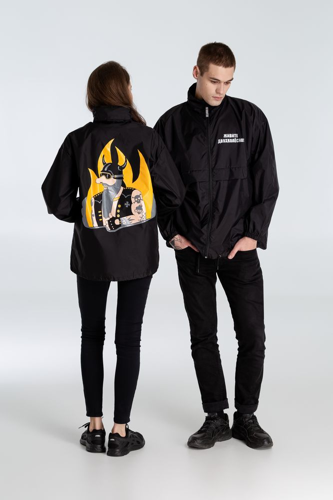 Ветровка «Живите двухколесно», ver. 2, черная, размер XXL