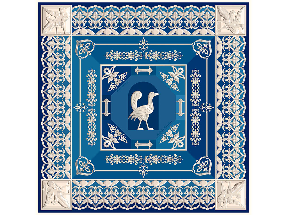 Платок Птица дивная с логотипом Русские в моде | Print Logo
