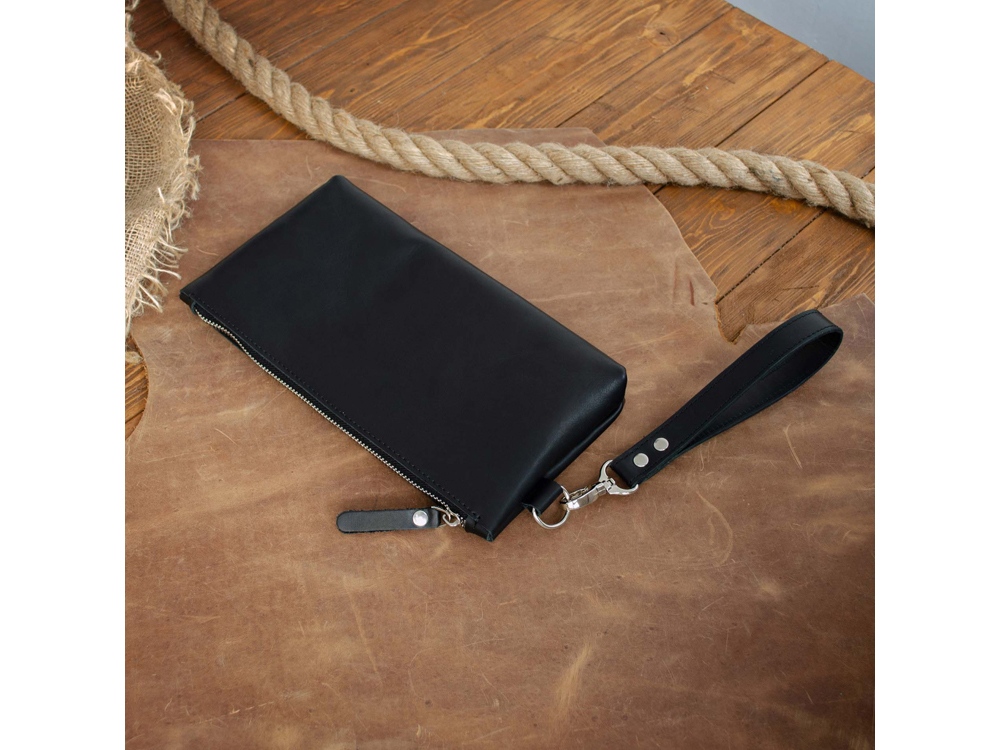 Барсетка кожаная, черный